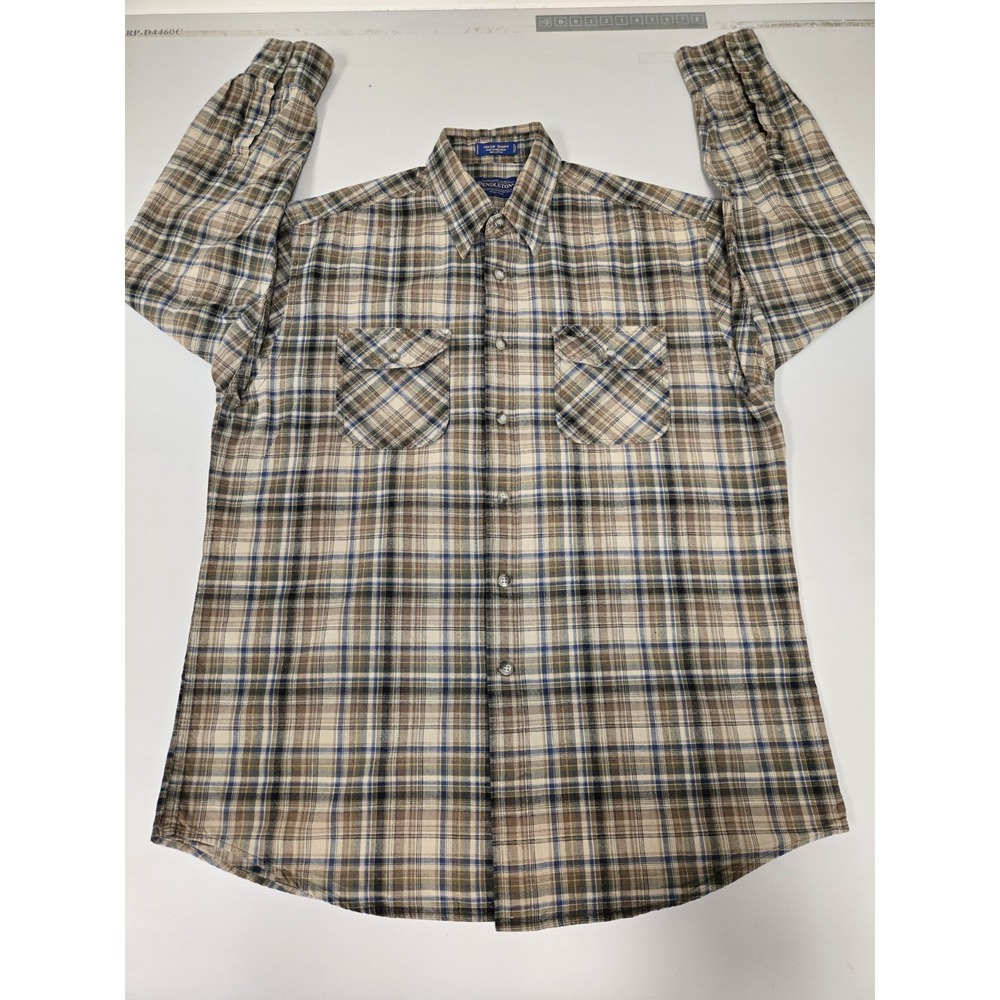 Pendleton‎ Men's Hiker Shirt Long Sleeve Cotton Plaid Size L Tiny Hole On Back